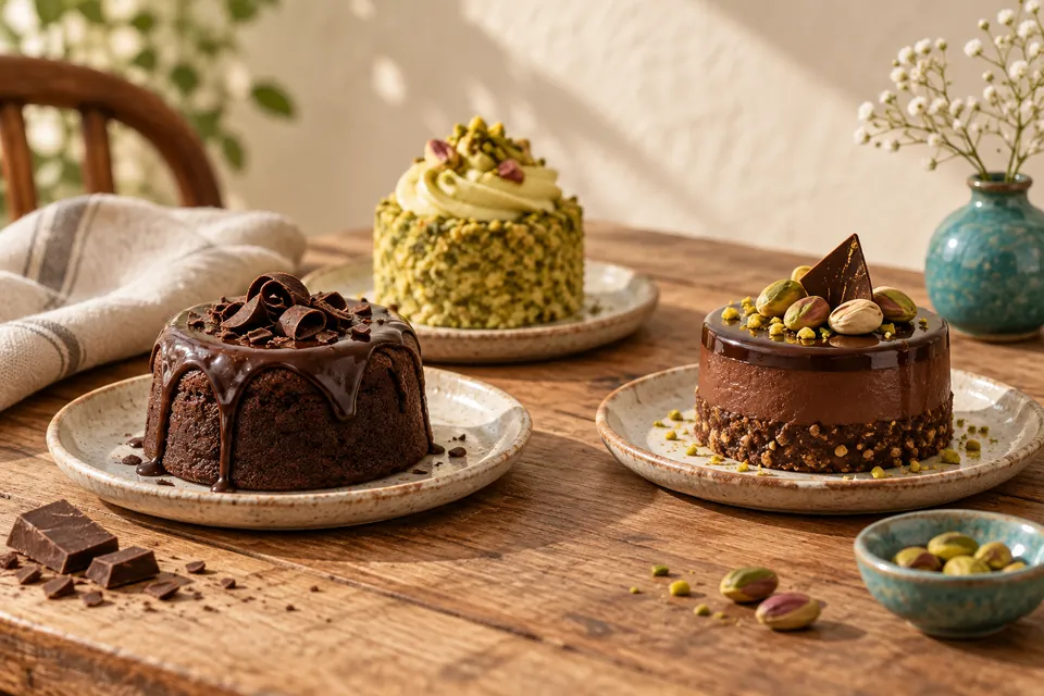 Cakes and pastries in a bakery