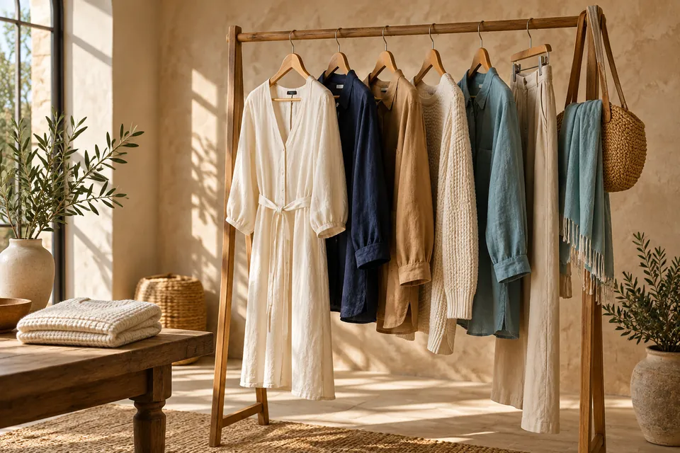 Clothing arranged for a fashion store