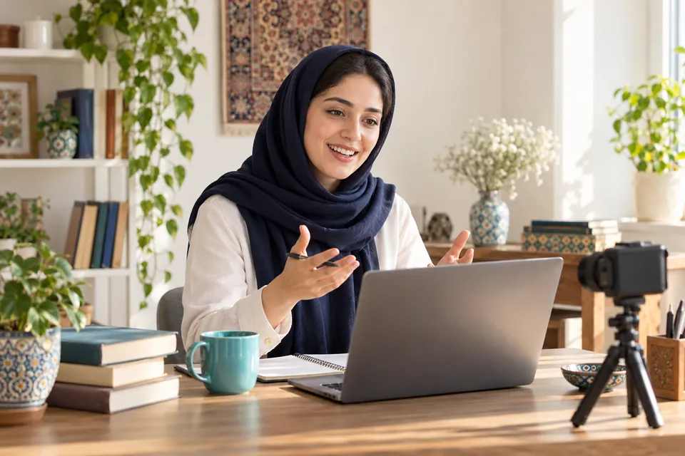 تصویر نمایشی مدرس دوره آنلاین پشت میز